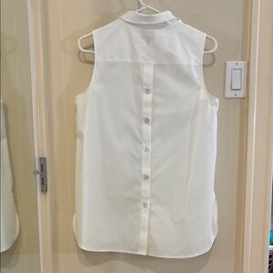Talbots White Sleeveless Button-Back Top